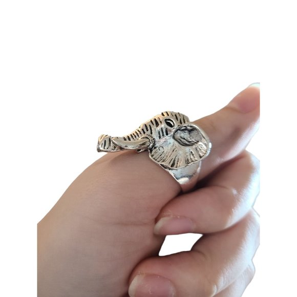 Silver Unisex Elephant Ring 9 1/2 - Picture 3 of 4